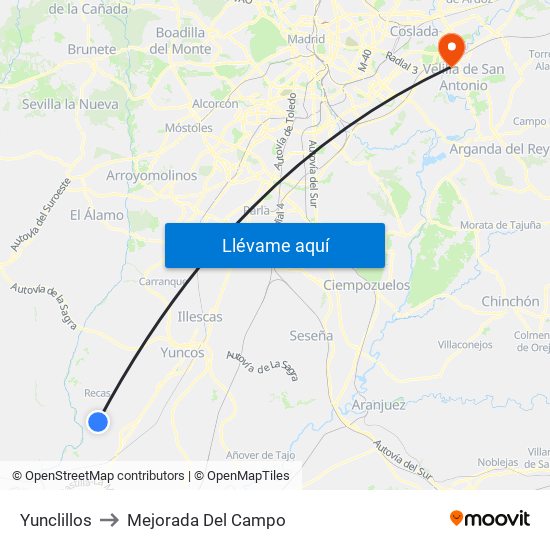 Yunclillos to Mejorada Del Campo map