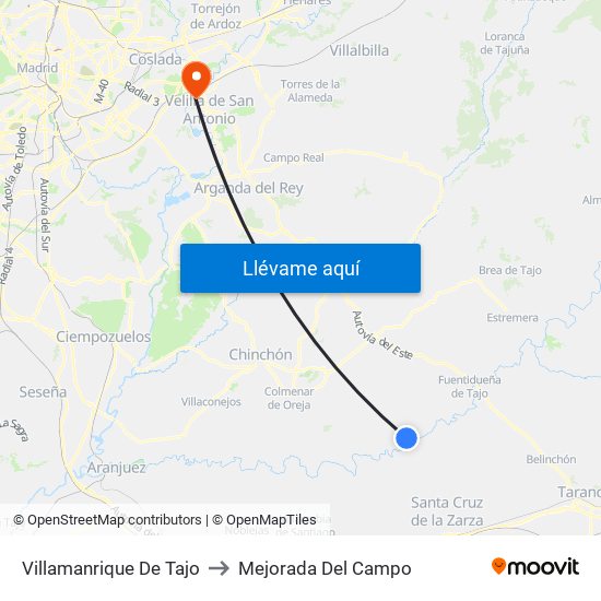 Villamanrique De Tajo to Mejorada Del Campo map