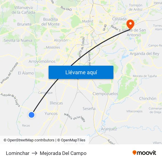 Lominchar to Mejorada Del Campo map