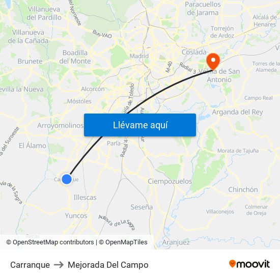 Carranque to Mejorada Del Campo map
