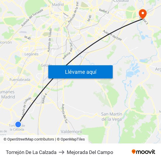 Torrejón De La Calzada to Mejorada Del Campo map