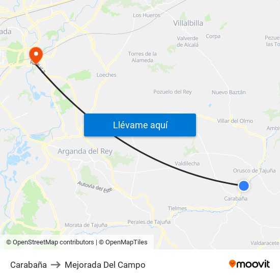 Carabaña to Mejorada Del Campo map