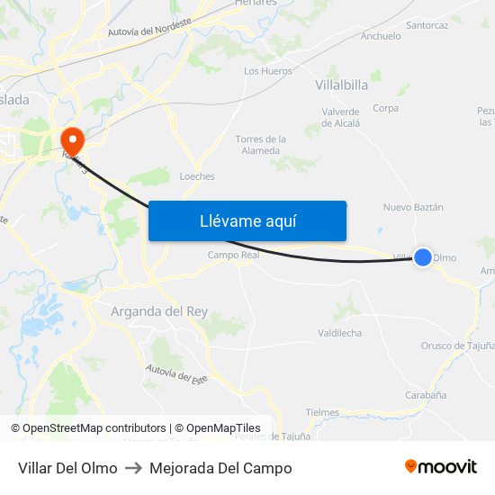 Villar Del Olmo to Mejorada Del Campo map