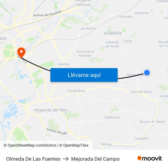 Olmeda De Las Fuentes to Mejorada Del Campo map