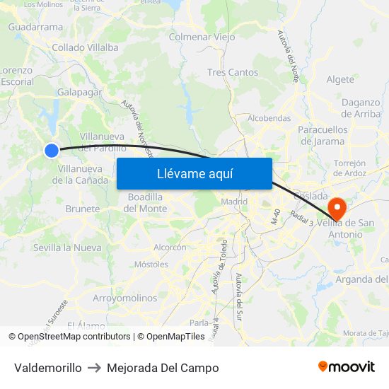 Valdemorillo to Mejorada Del Campo map