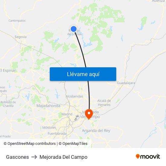 Gascones to Mejorada Del Campo map