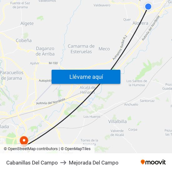 Cabanillas Del Campo to Mejorada Del Campo map