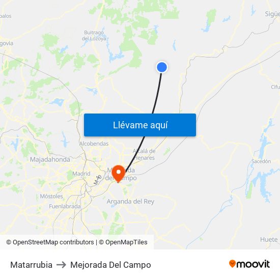 Matarrubia to Mejorada Del Campo map