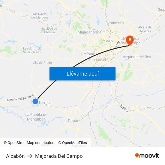 Alcabón to Mejorada Del Campo map