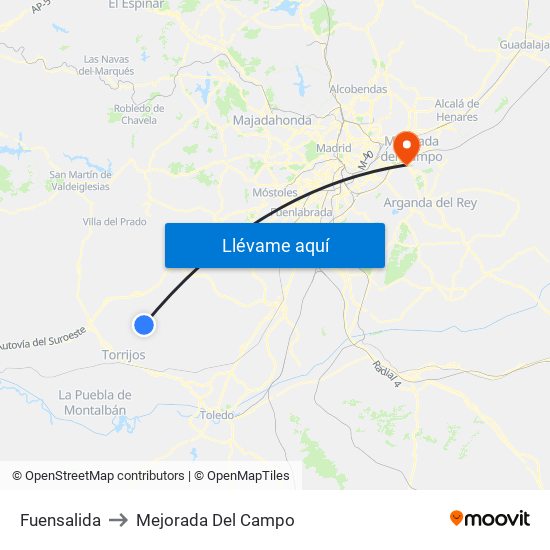 Fuensalida to Mejorada Del Campo map