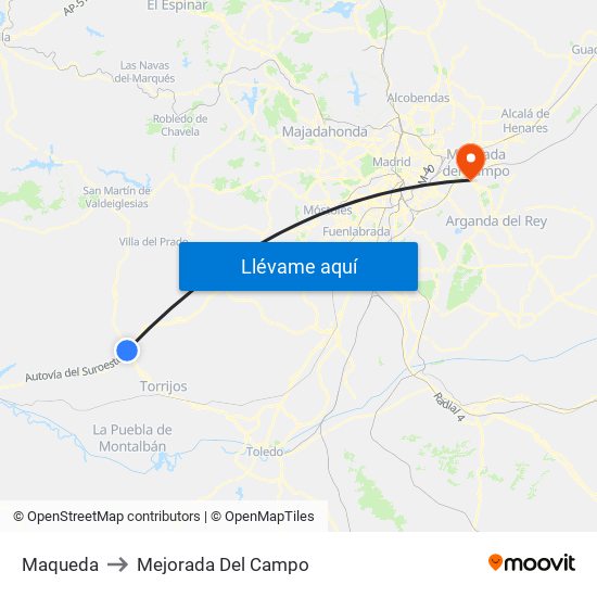 Maqueda to Mejorada Del Campo map