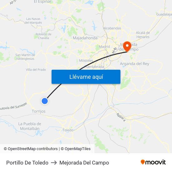 Portillo De Toledo to Mejorada Del Campo map