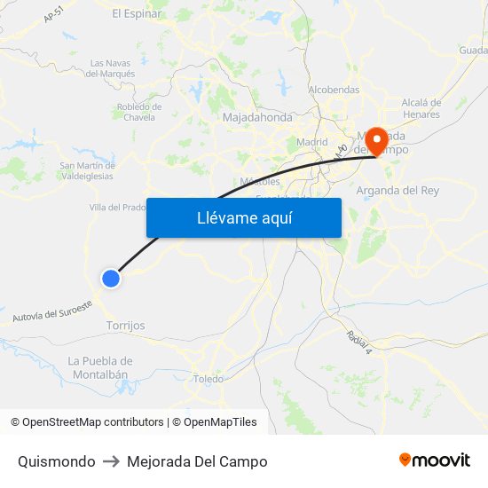 Quismondo to Mejorada Del Campo map