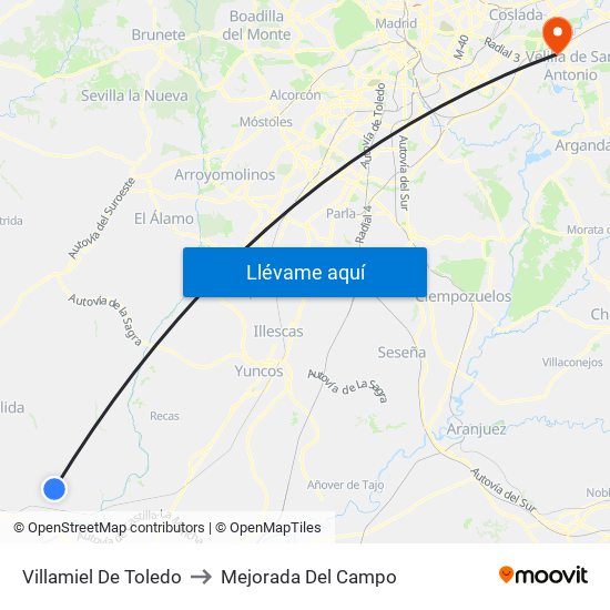 Villamiel De Toledo to Mejorada Del Campo map