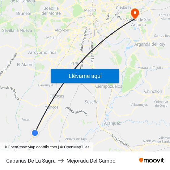 Cabañas De La Sagra to Mejorada Del Campo map