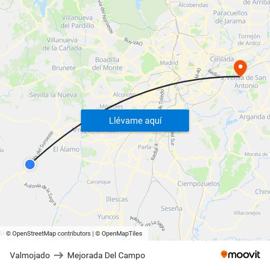 Valmojado to Mejorada Del Campo map