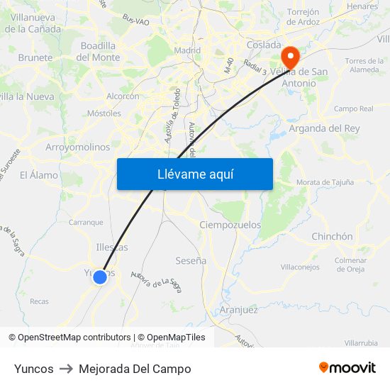 Yuncos to Mejorada Del Campo map