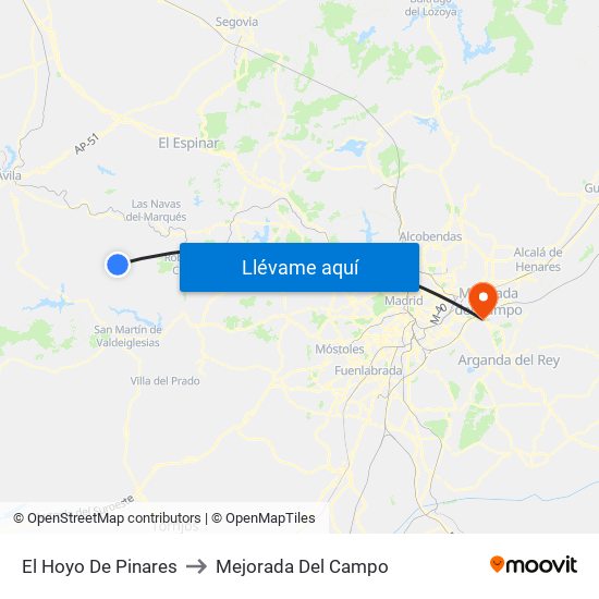 El Hoyo De Pinares to Mejorada Del Campo map