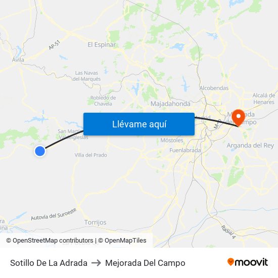 Sotillo De La Adrada to Mejorada Del Campo map