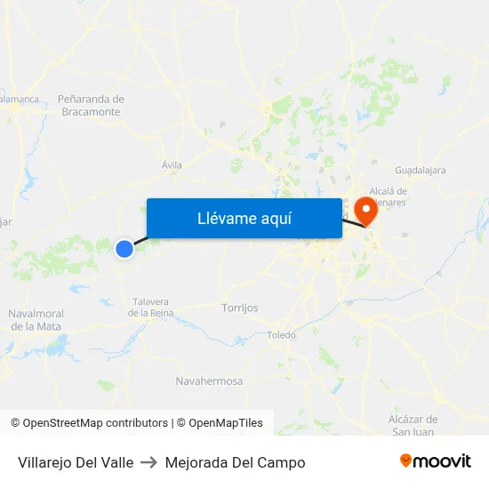 Villarejo Del Valle to Mejorada Del Campo map