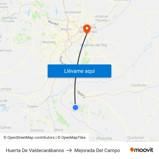 Huerta De Valdecarábanos to Mejorada Del Campo map