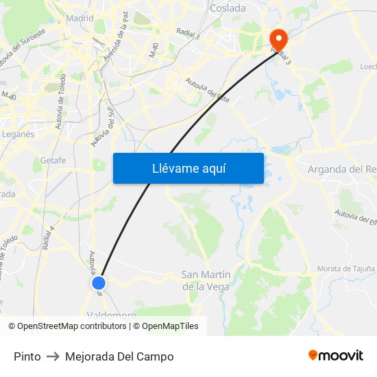 Pinto to Mejorada Del Campo map