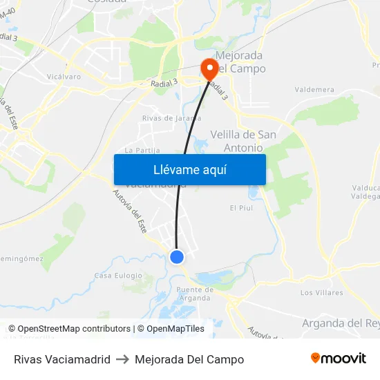 Rivas Vaciamadrid to Mejorada Del Campo map