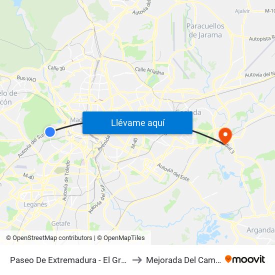 Paseo De Extremadura - El Greco to Mejorada Del Campo map