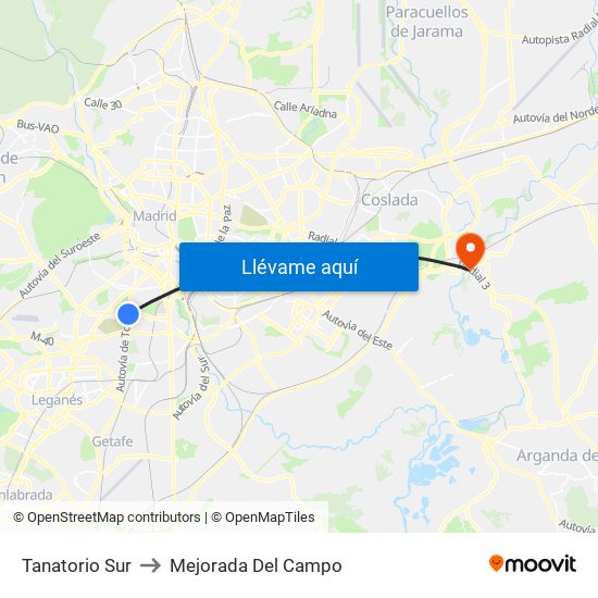 Tanatorio Sur to Mejorada Del Campo map