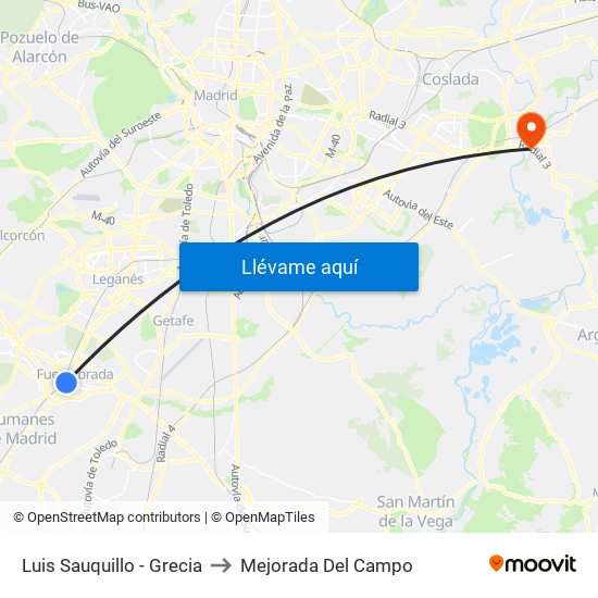 Luis Sauquillo - Grecia to Mejorada Del Campo map