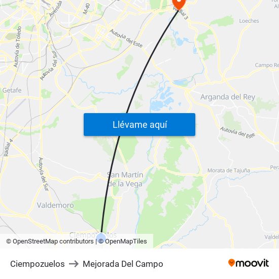 Ciempozuelos to Mejorada Del Campo map