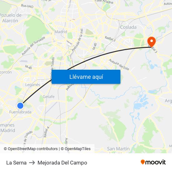 La Serna to Mejorada Del Campo map