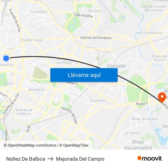 Núñez De Balboa to Mejorada Del Campo map