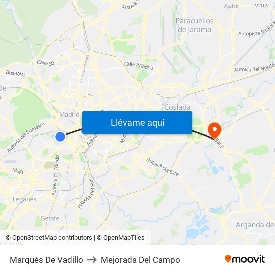 Marqués De Vadillo to Mejorada Del Campo map