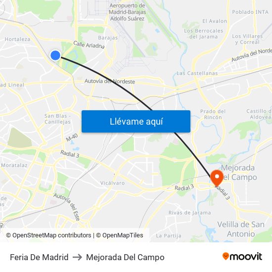 Feria De Madrid to Mejorada Del Campo map