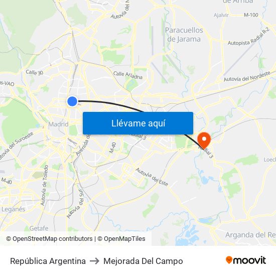 República Argentina to Mejorada Del Campo map