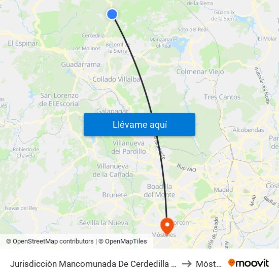 Jurisdicción Mancomunada De Cerdedilla Y Navacerrada to Móstoles map