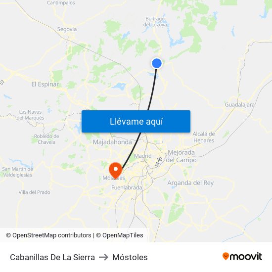 Cabanillas De La Sierra to Móstoles map