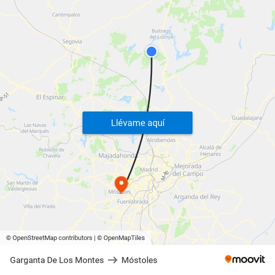 Garganta De Los Montes to Móstoles map