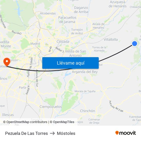 Pezuela De Las Torres to Móstoles map
