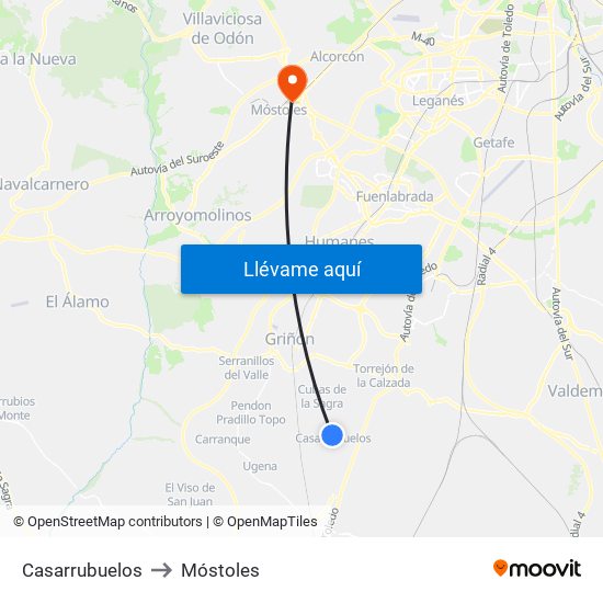 Casarrubuelos to Móstoles map