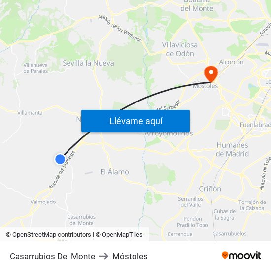 Casarrubios Del Monte to Móstoles map