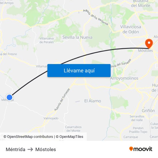 Méntrida to Móstoles map