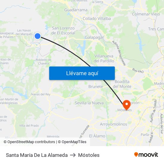 Santa María De La Alameda to Móstoles map