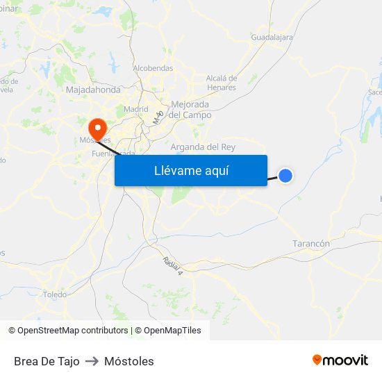 Brea De Tajo to Móstoles map