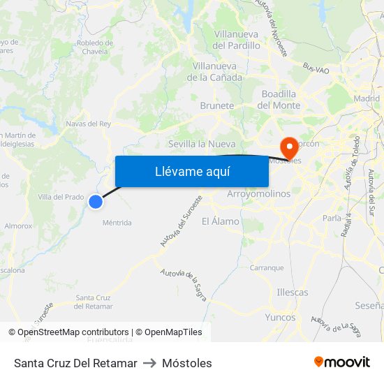 Santa Cruz Del Retamar to Móstoles map