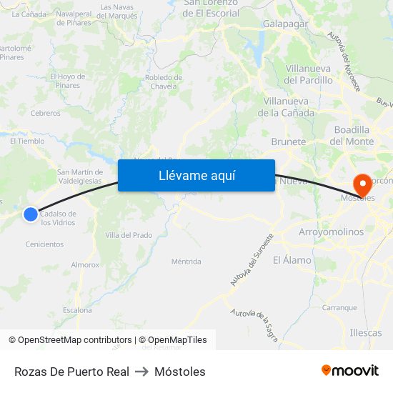 Rozas De Puerto Real to Móstoles map
