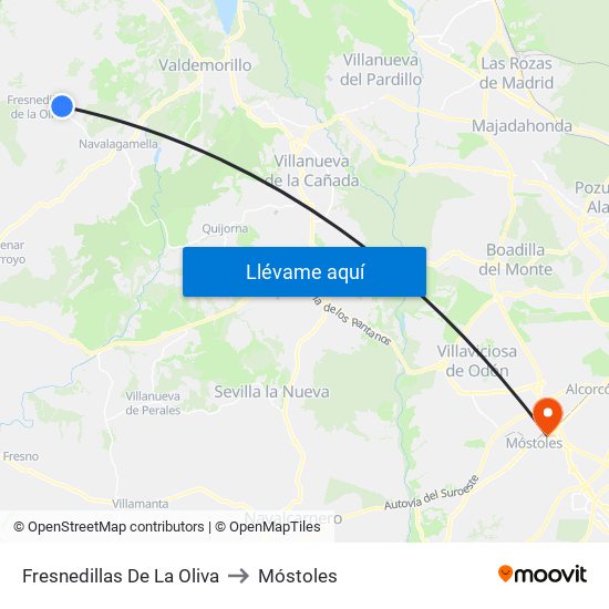 Fresnedillas De La Oliva to Móstoles map