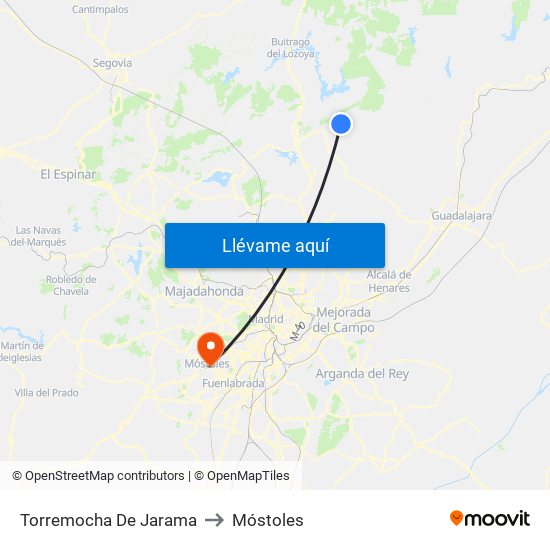 Torremocha De Jarama to Móstoles map