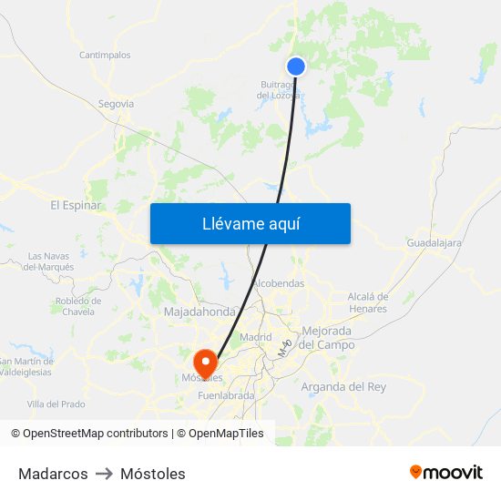 Madarcos to Móstoles map